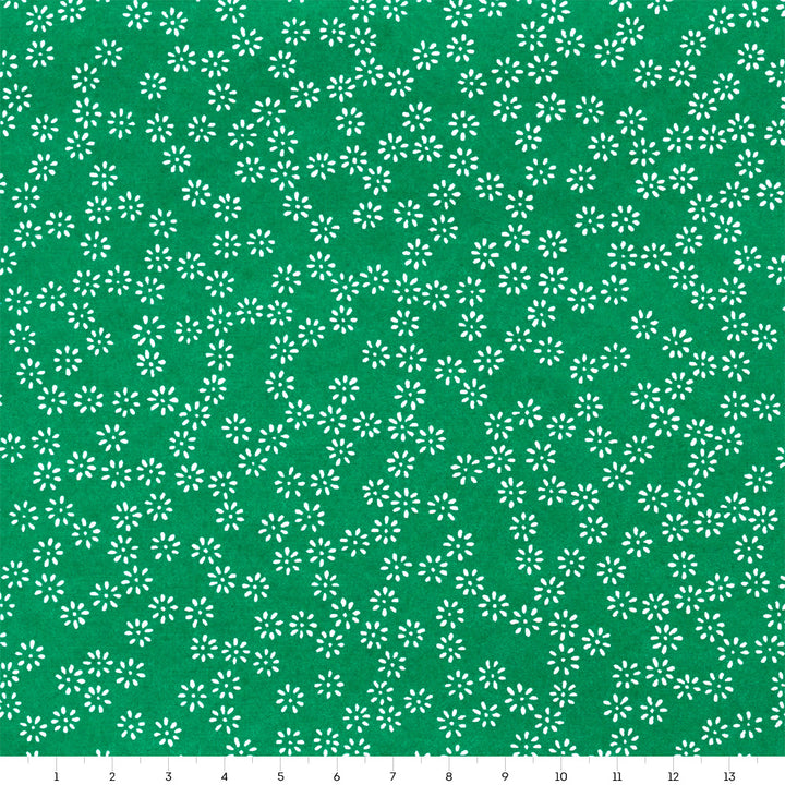 Japanese Paper - Semi Flowers - Forest Green and White - M915