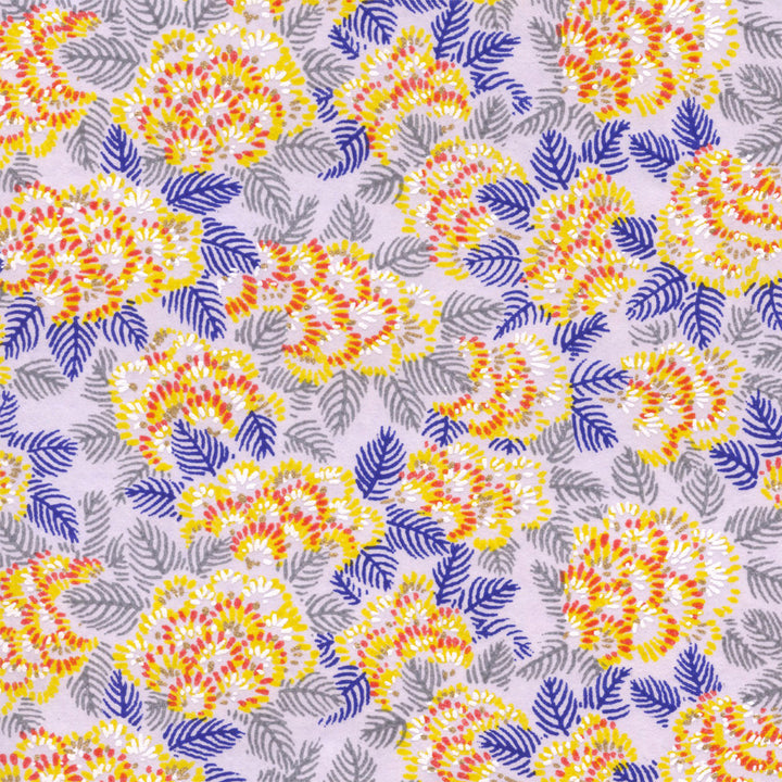 Carnet Papier Japonais - Chrysanthème Ajania - Jaune et Violet - M920