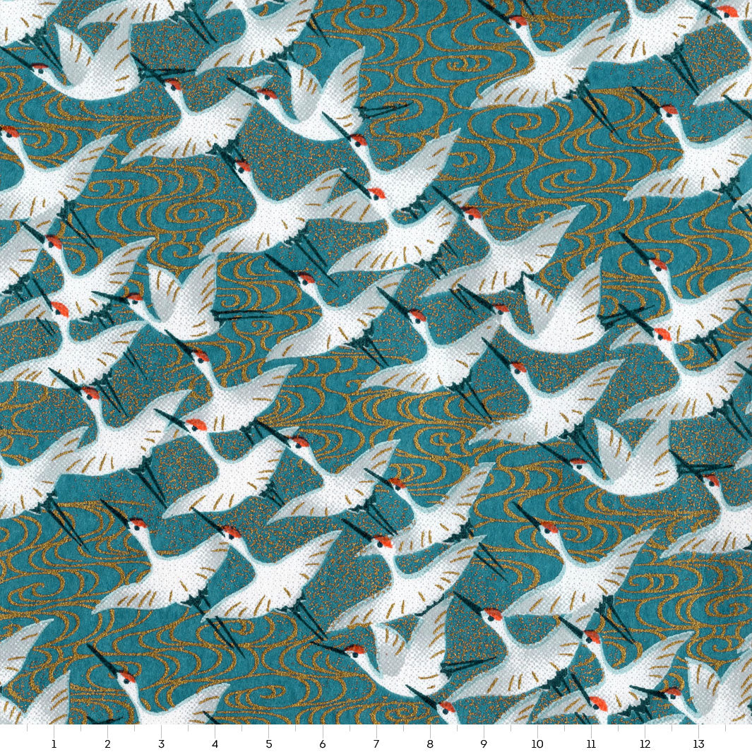 Japanese Paper - Flight of Cranes - Duck Blue - M932 