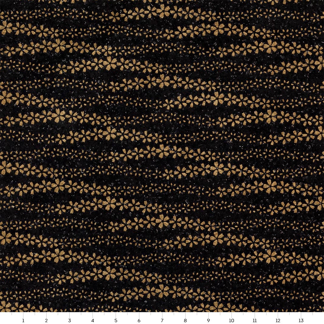 Japanese Paper - Breeze of Flowers - Black and Gold - M943