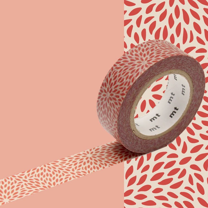 Masking Tape - Chrysanthemum Petals - Red and Beige