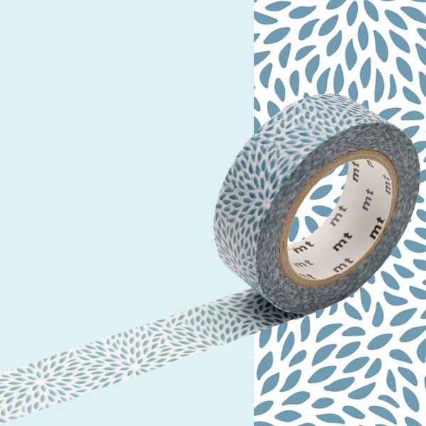 Masking Tape Fleurs de riz bleues, Fond blanc