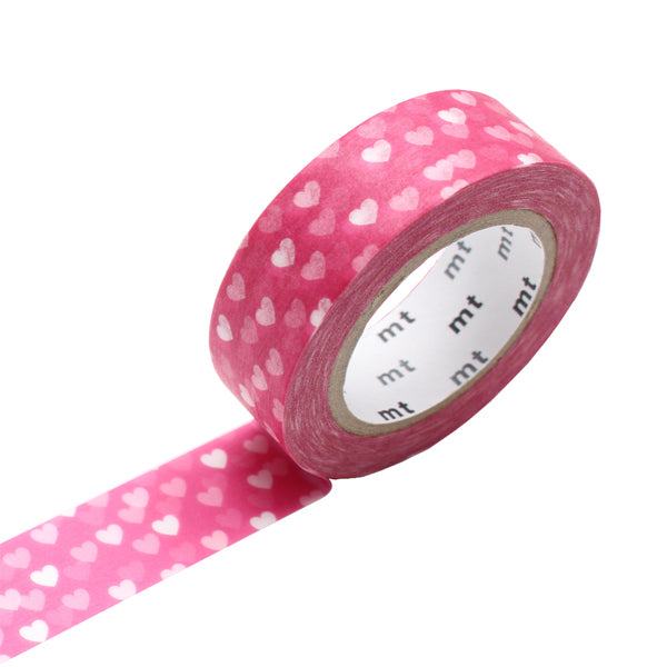 Masking Tape Coeurs blancs, Fond rose