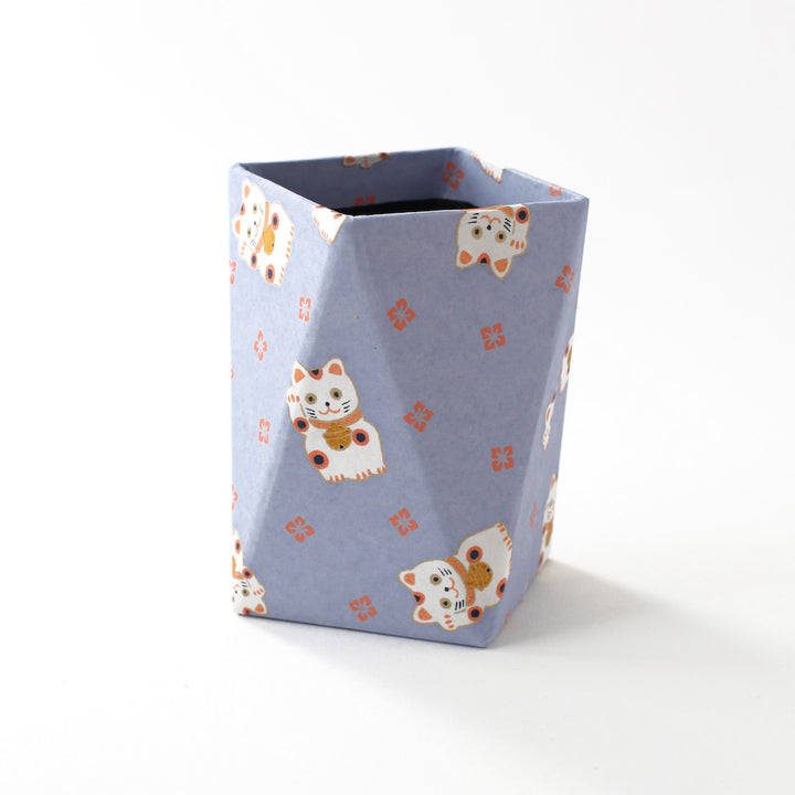 Prism pencil pot - Maneki Neko - Lavender, Coral and Mustard - M839