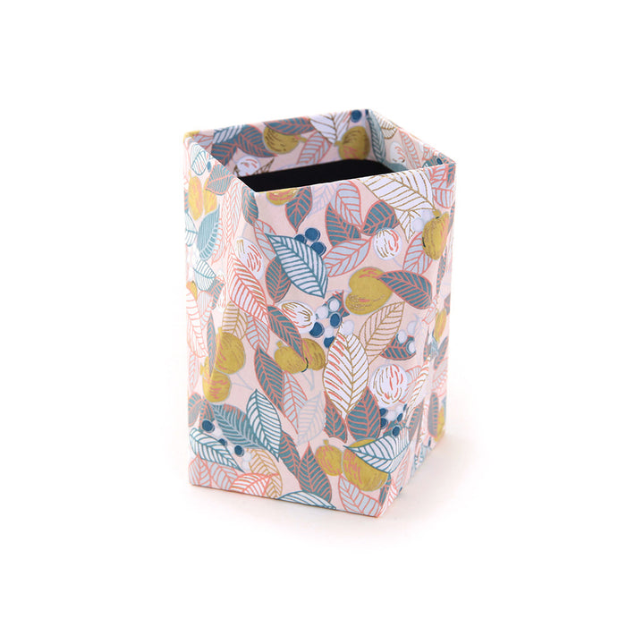 Papier Japonais - Feuilles, Baies et Fruits - Rose Pâle, Bleu Gris et Jaune Coing - M896