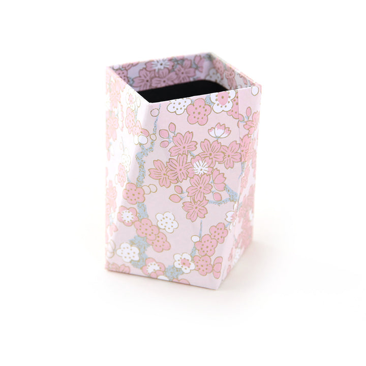 Prism pencil pot - Drawing of Cherry and Plum Blossoms - Pink, Powder Pink and White - M902