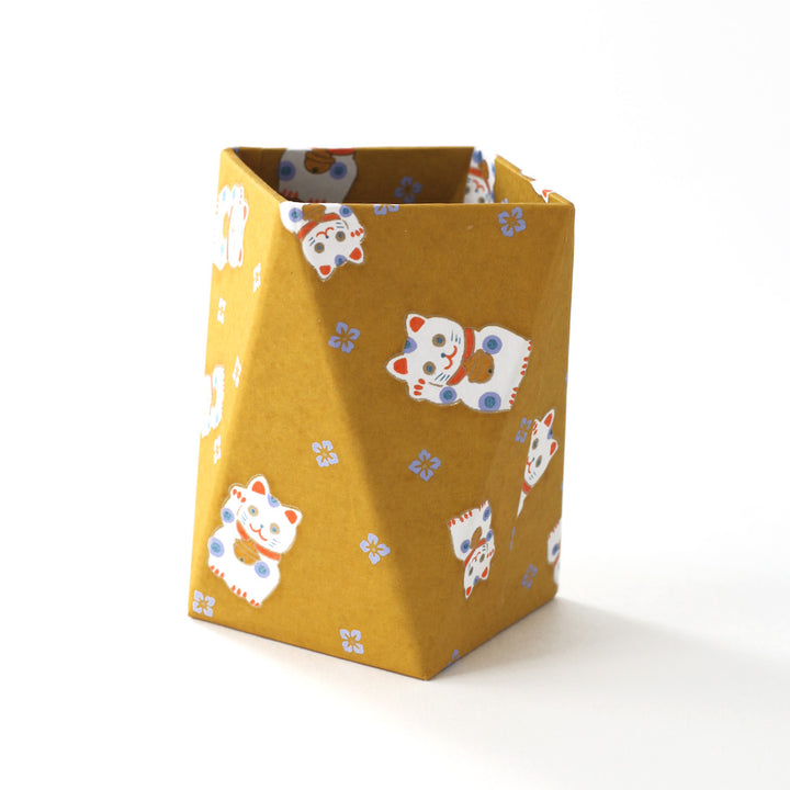 Prism pencil pot - Maneki Neko - Mustard, Lilac and Coral - M845