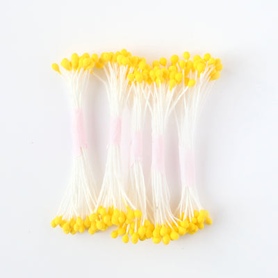 Pistils de fleur Tige blanche et etamines jaunes - Petits