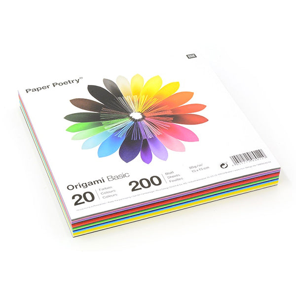 200 papiers origami - 15x15 cm - 20 couleurs basiques-Papier origami-AdelineKlam
