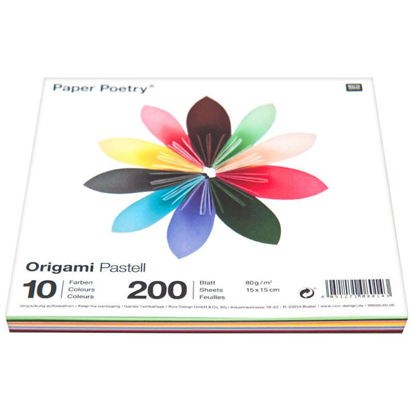 200 papiers origami - 15x15 cm - 10 couleurs pastel-Papier origami-AdelineKlam