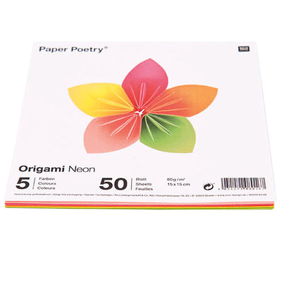 50 papiers origami fluo - 15 x15 cm - 5 couleurs fluo-Papier origami-AdelineKlam