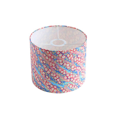 Abat jour cylindre Papier japonais - Petit - Fleurs de cerisier, blanc, rouge, rose, jaune, or, bleu - M390
