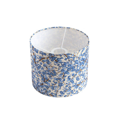 Abat jour cylindre Papier japonais - Petit - Fleurs de cerisier bleues sur fond crème - M425