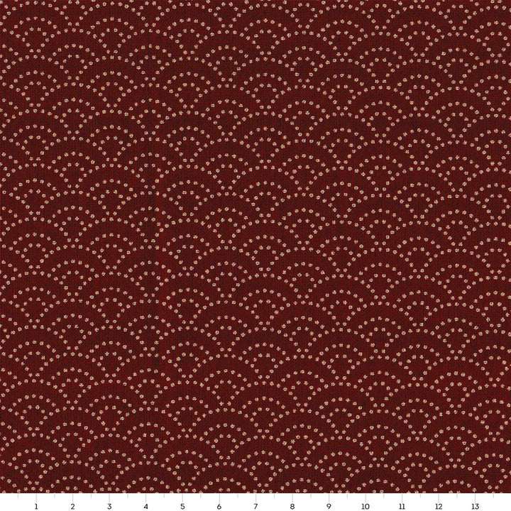 Japanese Fabric - Dotted Waves - Dark Brick Red - T065