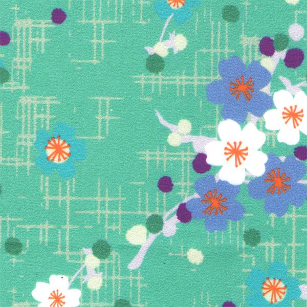 Cabas en Tissus Japonais - Fleurs de Cerisier - Blanc, Bleu, Violet et Vert Menthe