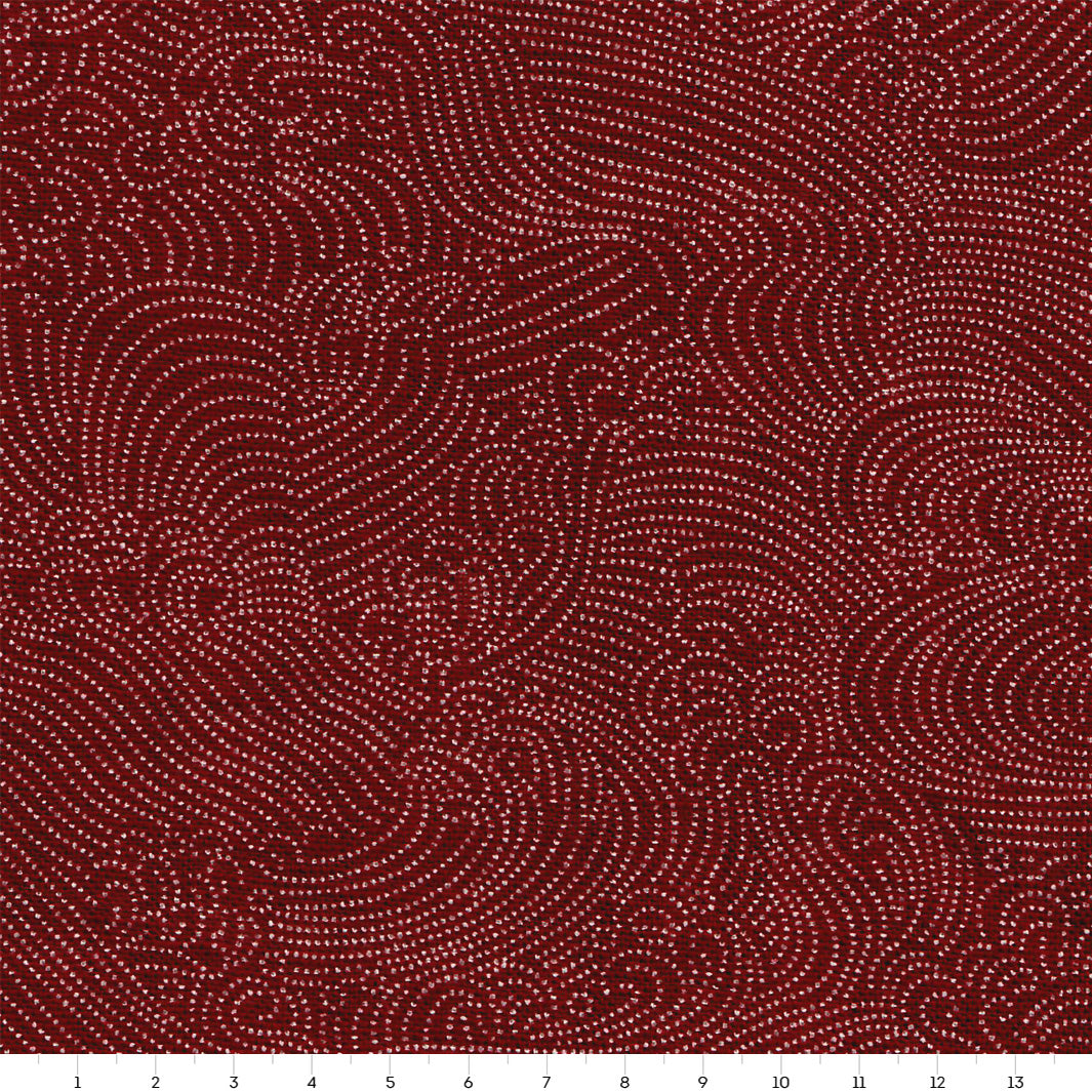 Tissu Japonais - Houles en Pointillé - Rouge Brique - T299