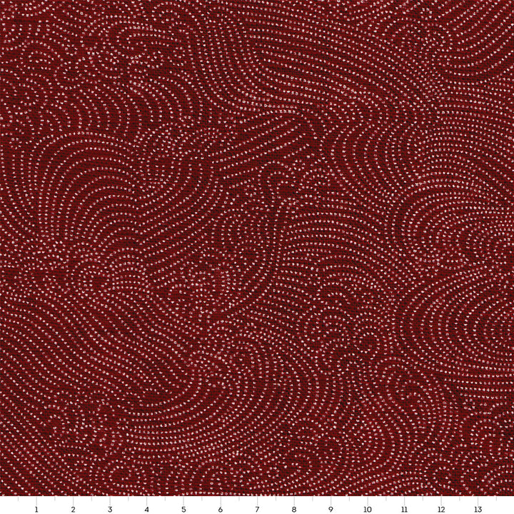 Tissu Japonais - Houles en Pointillé - Rouge Brique - T299