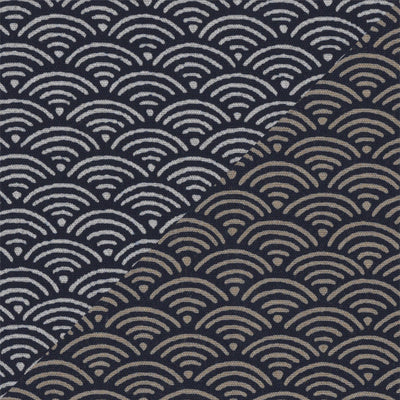 Tissu japonais Vagues inversées blanc beige fond bleu - T361