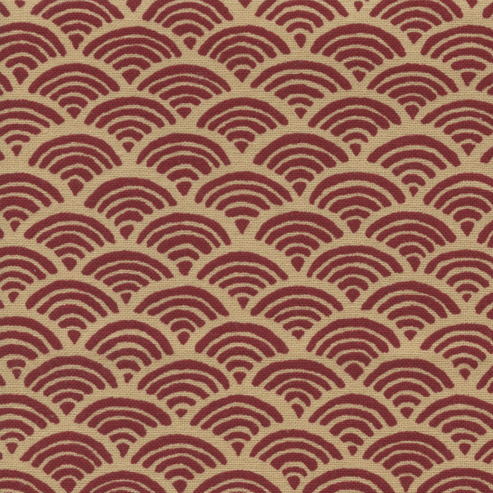 Japanese Fabric - Waves - Dark Red and Beige - T379