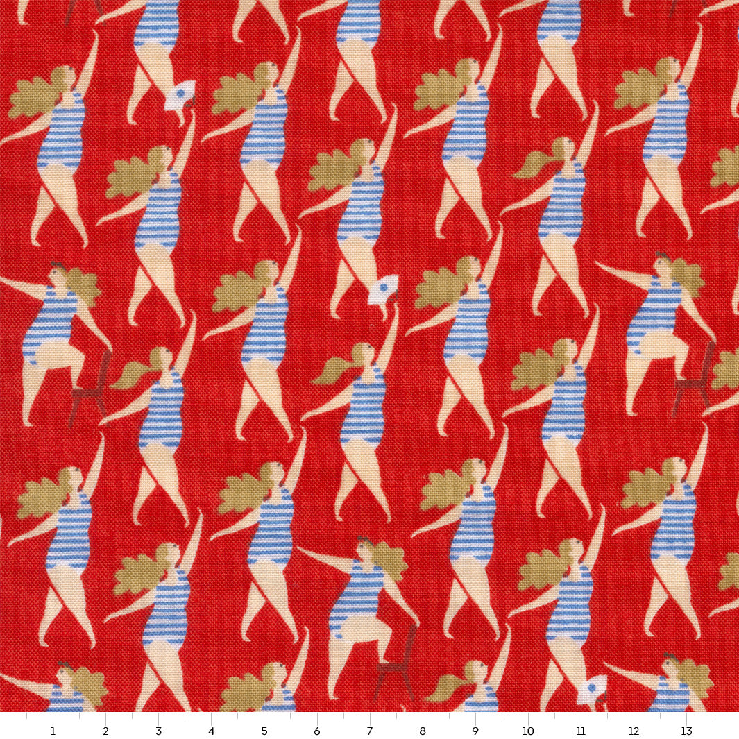 Japanese Fabric - Bathers - Red - T480