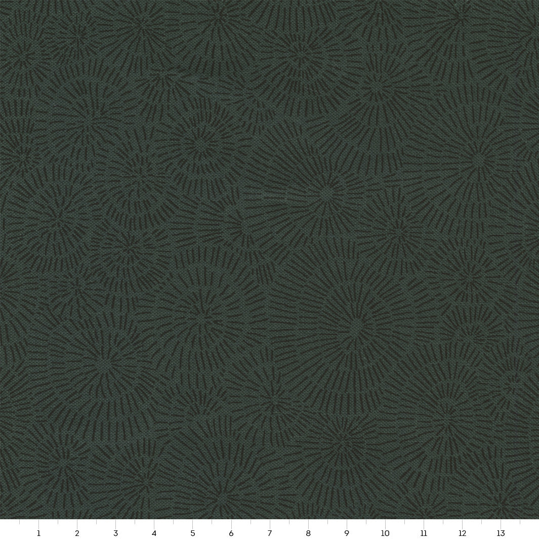 Japanese Fabric - Rosettes - Dark Green - T416