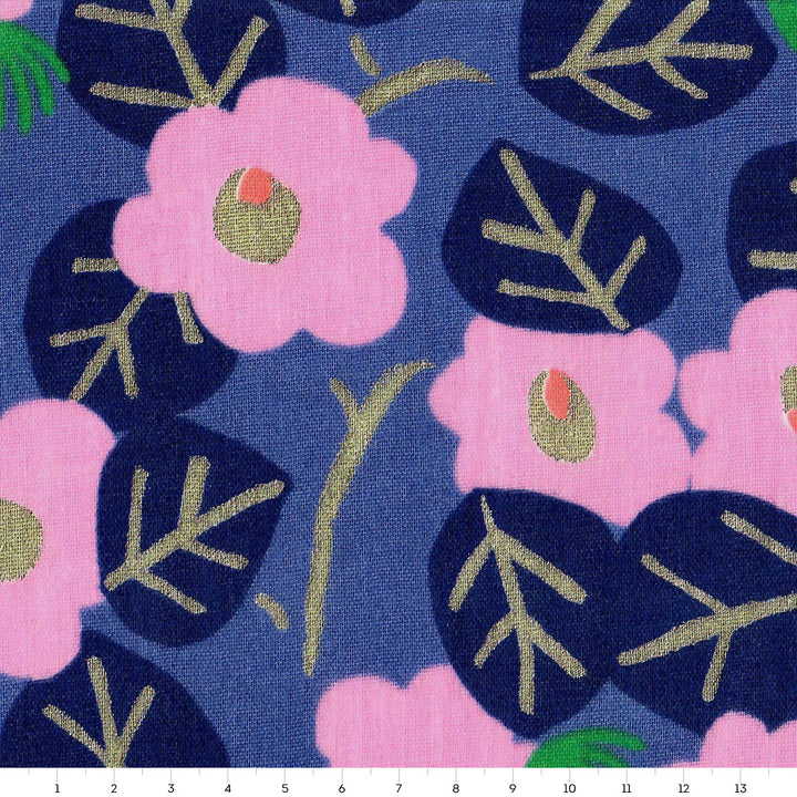 Cotton Fabric - Large Flowers - Pink, Mauve and Violet - T431