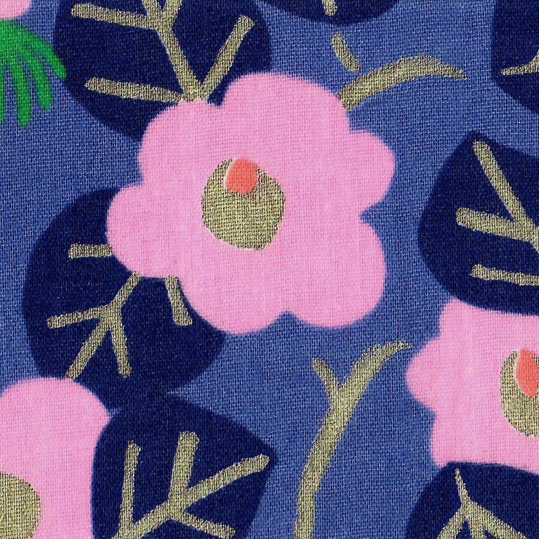 Cotton Fabric - Large Flowers - Pink, Mauve and Violet - T431