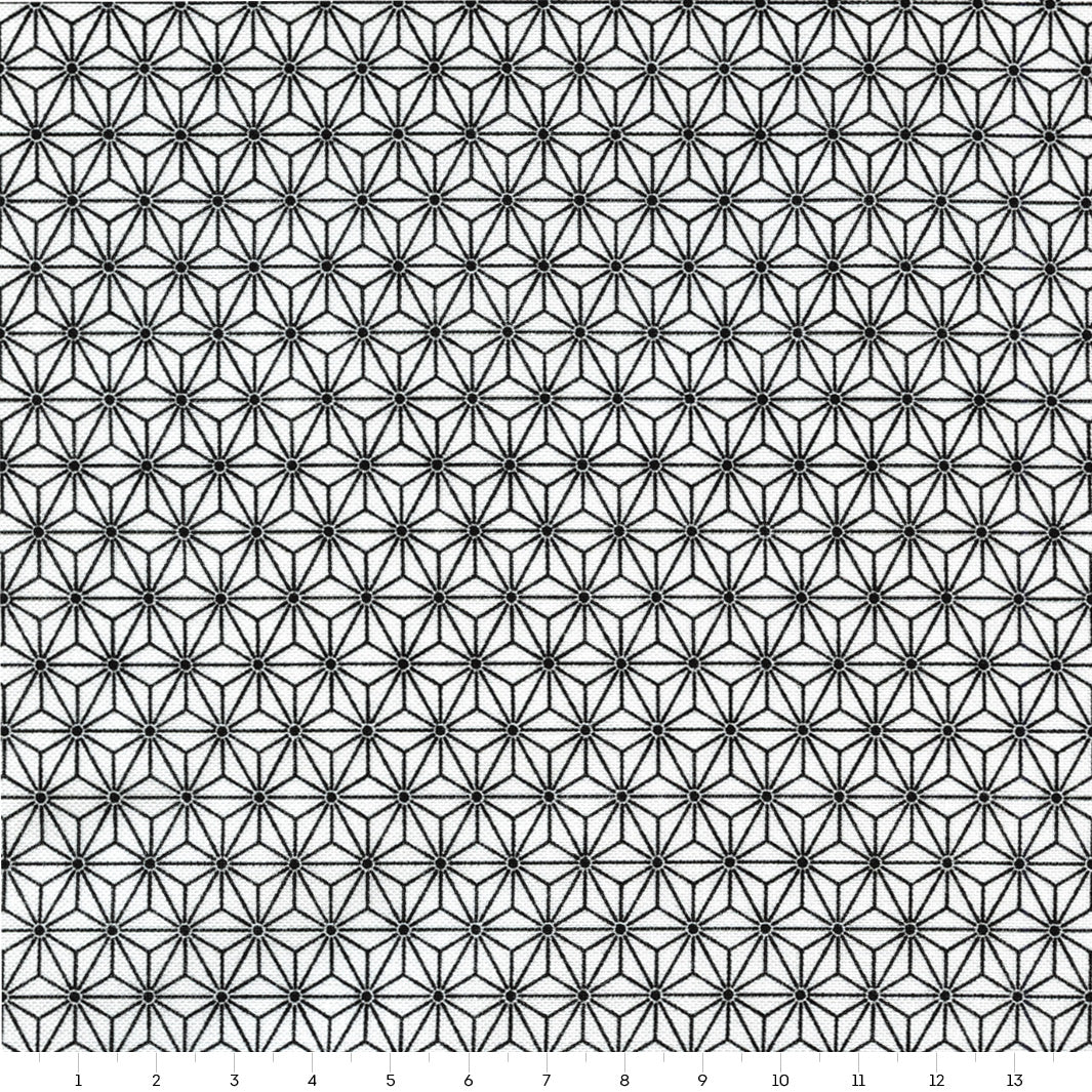 Japanese Fabric - Graphic Stars - Black and White - T440