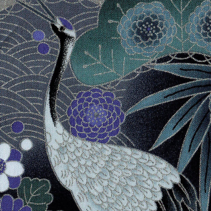 Cabas en Tissus Japonais - Grues, Pins et Chrysanthème - Bleu Marine, Gris, Bleu Pétrole et Indigo