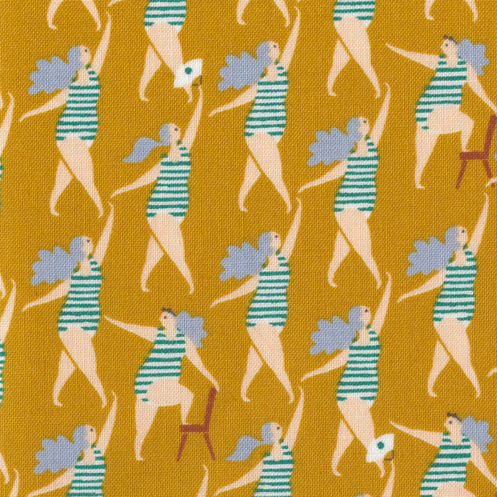 Japanese Fabric - Bathers - Mustard Yellow - T481