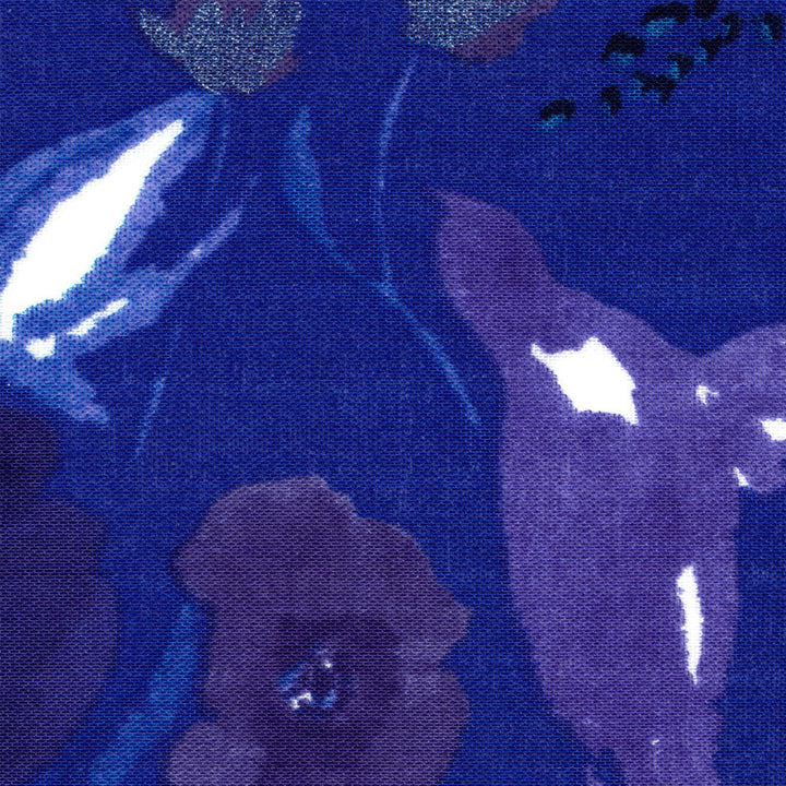 Japanese Fabric - Watercolor Flowers - Blue, Turquoise and Purple - T487