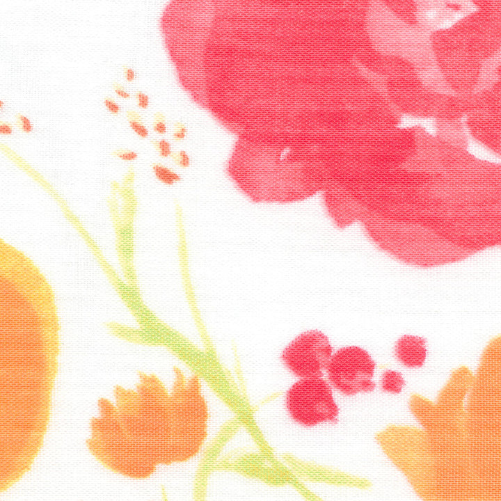 Tissu Japonais - Fleurs Aquarelle - Jaune, Orange, Rose, Violet, Bleu et Vert - T488