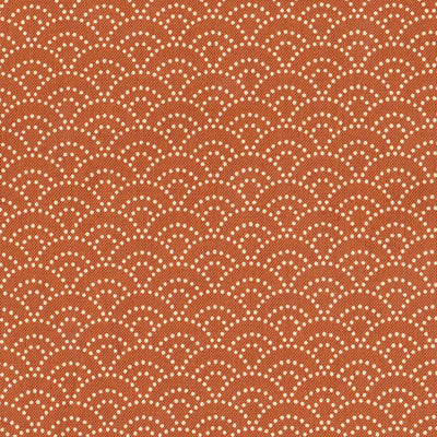 Tissu japonais Vagues pointillés blanc fond orange - T064