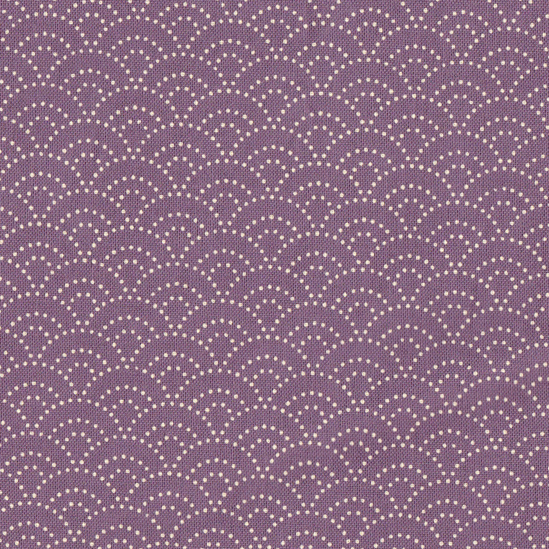 Tissu japonais Vagues pointillés blanc fond mauve - T066