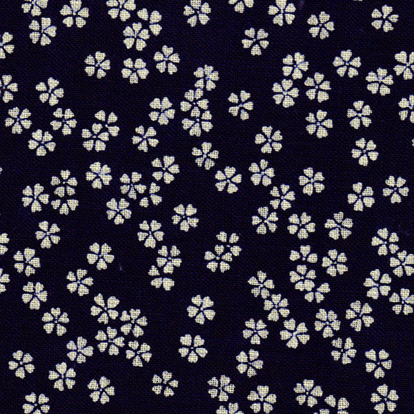 Tissu japonais Petites fleurs blanc fond indigo - T071