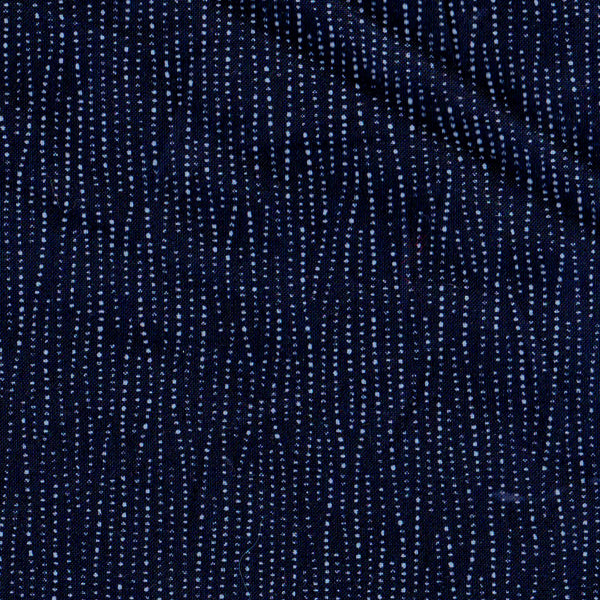 Tissu japonais Lignes pointillés blanc fond bleu - T082