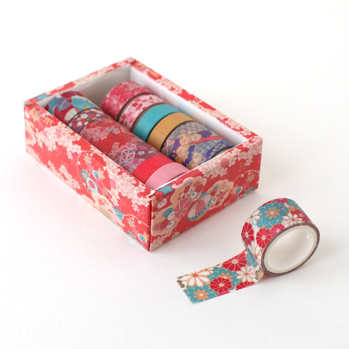 Box of 12 masking tapes in various patterns and sizes - Red