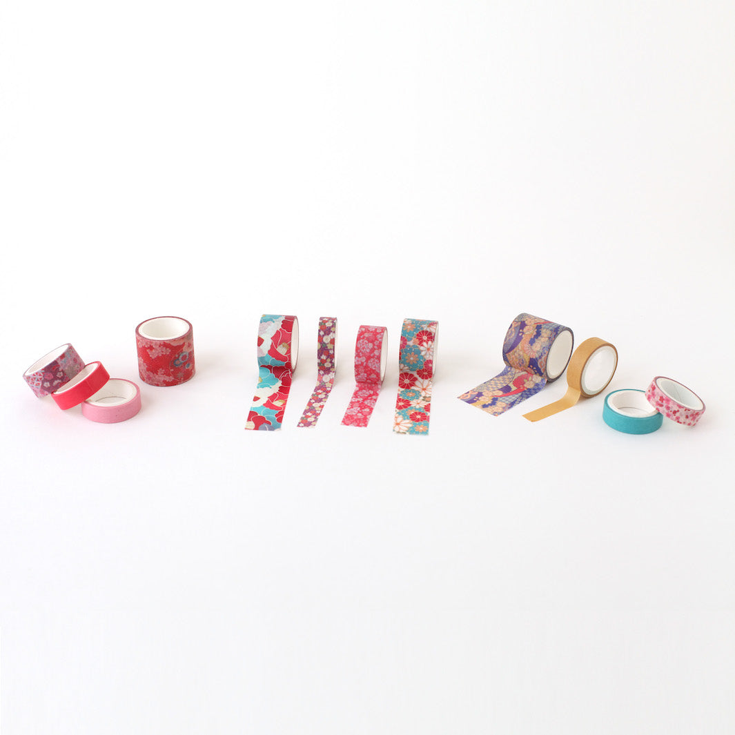 Box of 12 masking tapes in various patterns and sizes - Red