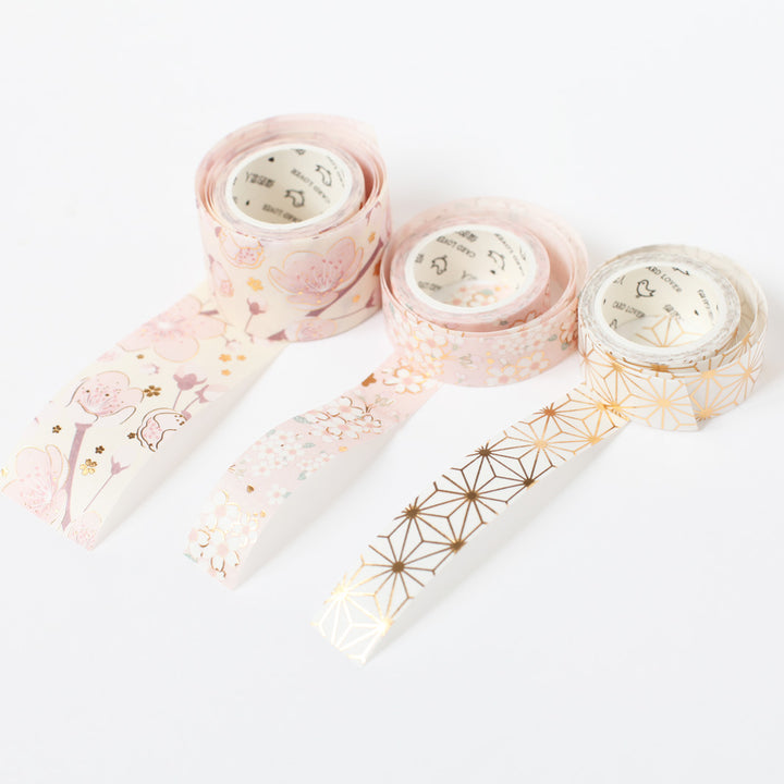 Set of 3 masking tapes Pink Japanese motifs