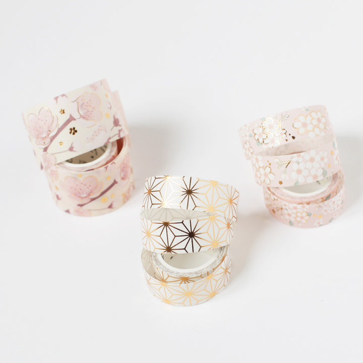 Set of 3 masking tapes Pink Japanese motifs