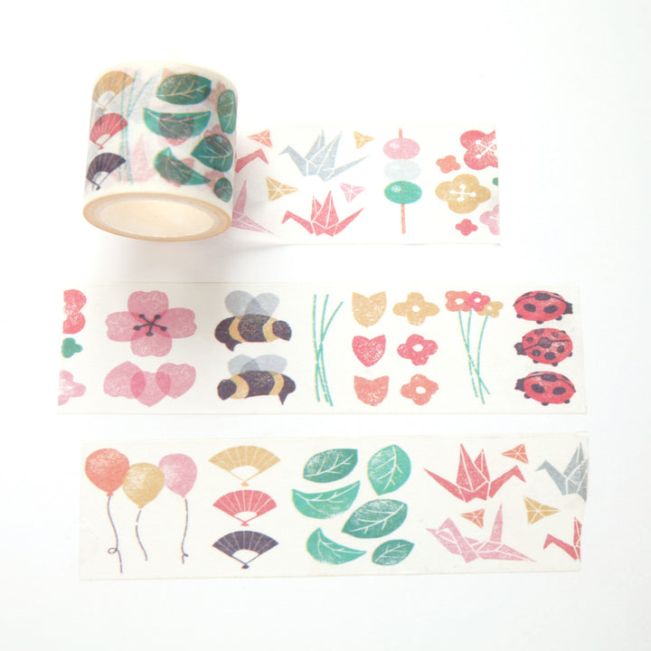 Decorative adhesive tape - Large - Spring - Pink, Green
