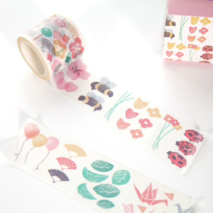 Decorative adhesive tape - Large - Spring - Pink, Green