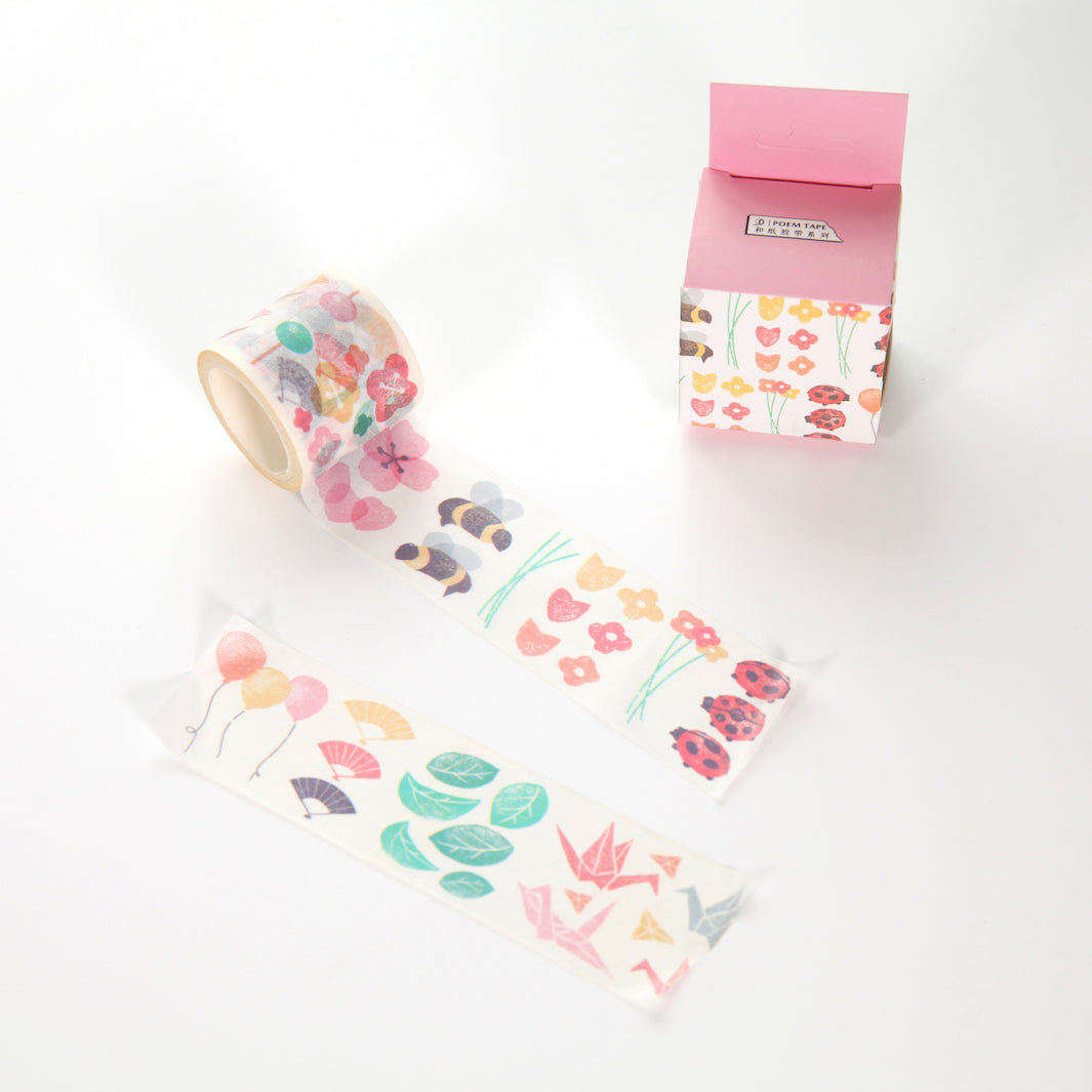 Decorative adhesive tape - Large - Spring - Pink, Green
