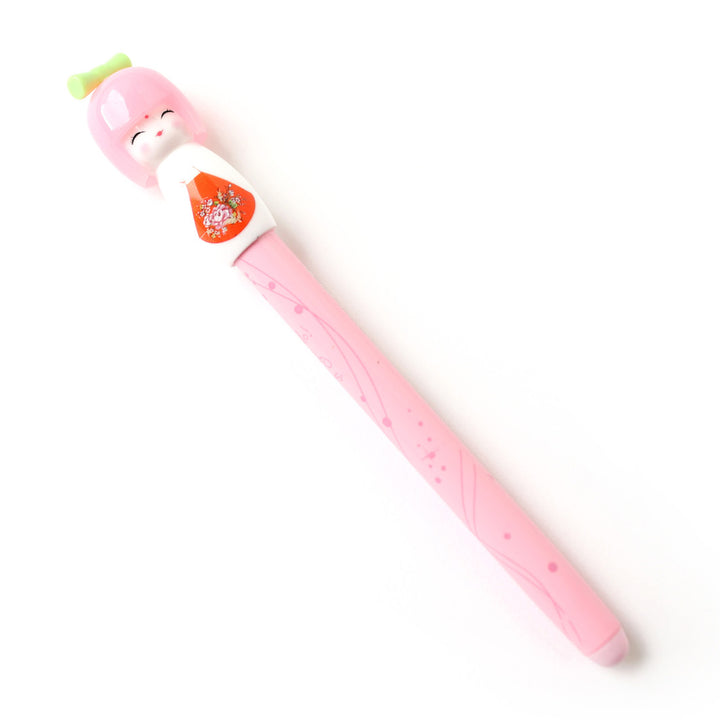 Stylo Gel - Kokeshi, Rose et Vert - Noir, 0,38mm