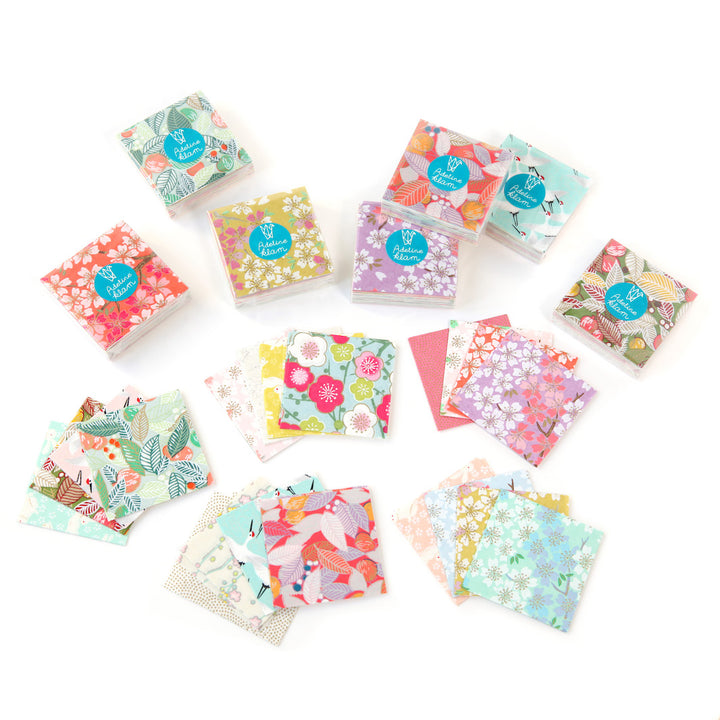 100 Papiers Origami - 6 x 6 cm - Motifs Variés - Spring