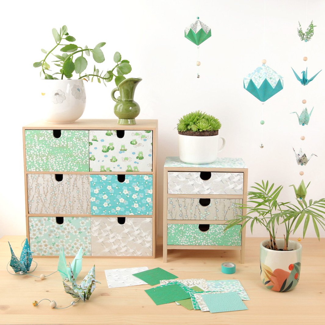 20 Papiers Origami - 15 x 15 cm - Vert Clair et Foncé, Vert d'Eau et Menthe et Bleu Turquoise - Garden