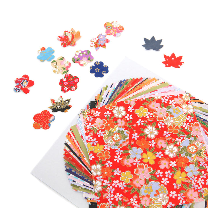 40 Papiers Origami - 15 x 15 cm - Motifs Traditionnels et Unis - Mélange Aléatoire