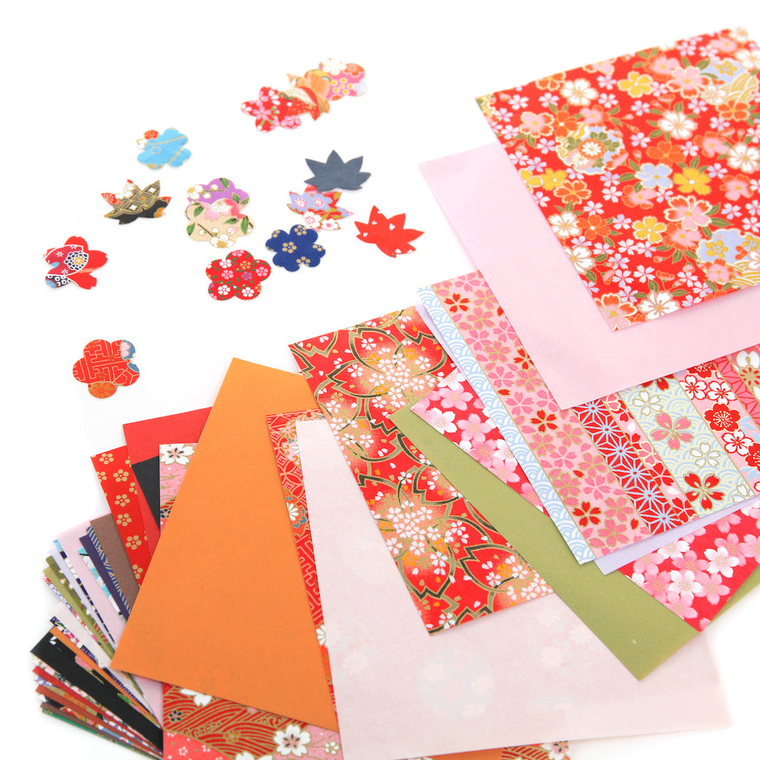 40 Papiers Origami - 15 x 15 cm - Motifs Traditionnels et Unis - Mélange Aléatoire