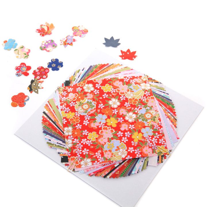 40 Papiers Origami - 15 x 15 cm - Motifs Traditionnels et Unis - Mélange Aléatoire