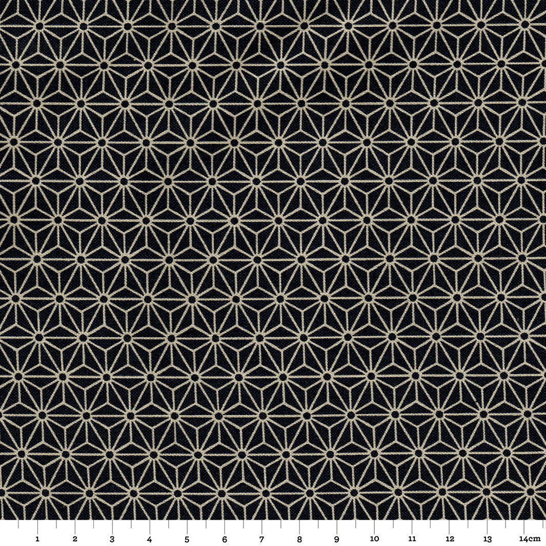 Japanese Fabric - Creamy White Stars Midnight Blue Background - T076